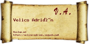 Velics Adrián névjegykártya